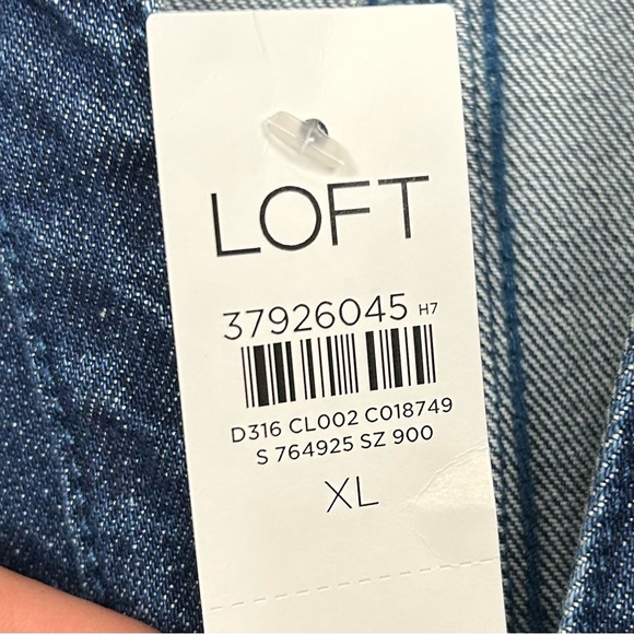 LOFT Denim Pocket Shift Dress Women’s Size XL Boho Western Rodeo Festival Cotton - Picture 10 of 11